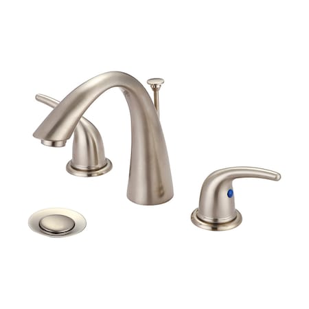 Two Handle Widespread Bathroom Faucet, Compression Hose, Nickel, Weight: 5.2